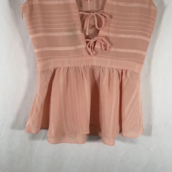 Armani Exchange Blouse Women's Small Pink Sleeveless Vneck Tie Back - Picture 7 of 9